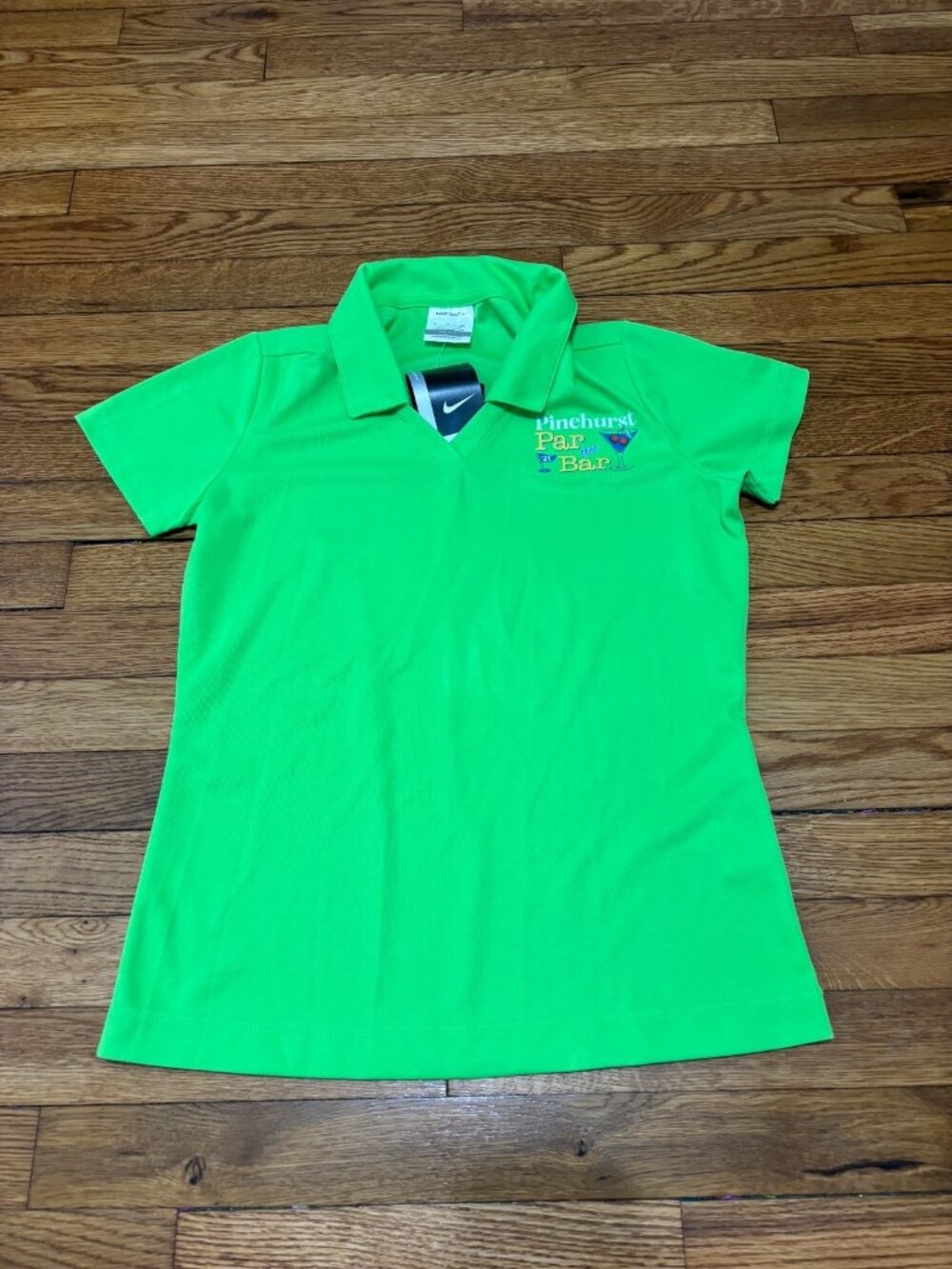 Nike Womens Golf Polo Shirt Size Small Neon Green Pinehurst Par then Bar NWT NEW